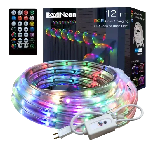 12FT RGB LED Rope Light with Chasing Effect Remote Control-goods 12FT RGB LED Rope Light with Chasing Effect Remote Control