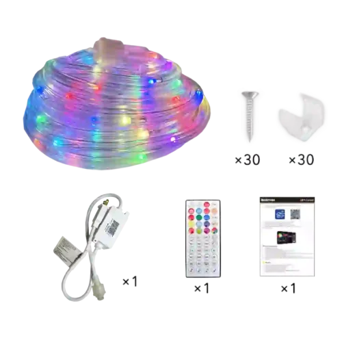 33FT RGB LED Smart Rope Light with Remote & App Control