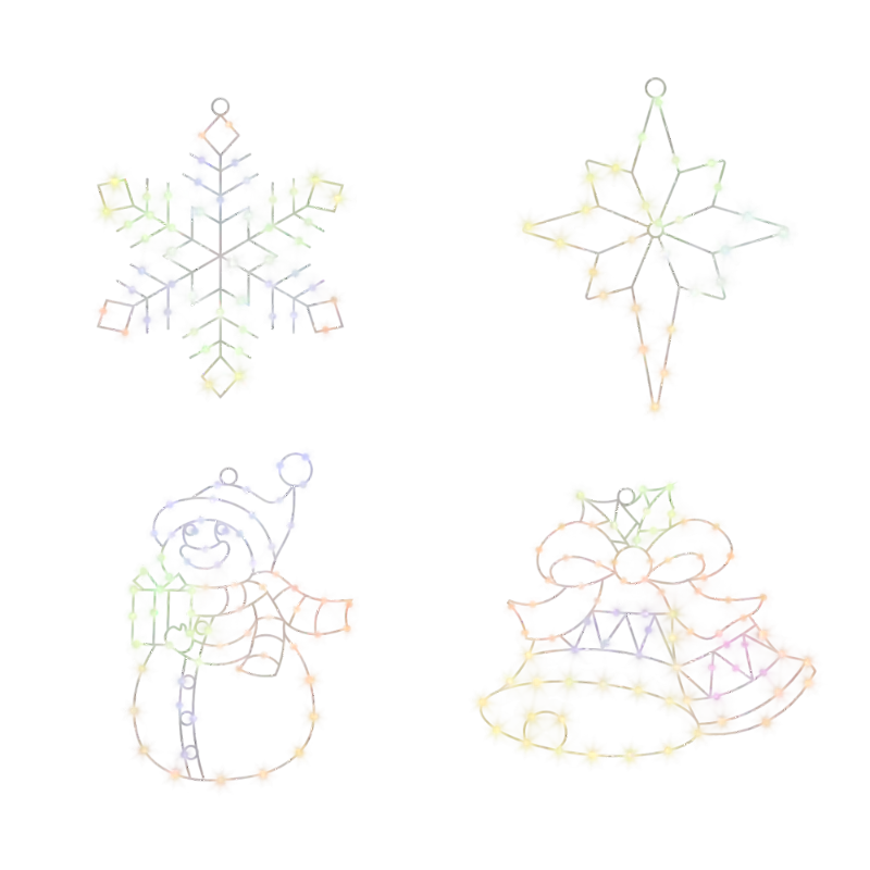 4Pcs Smart RGB Christmas Window Lighted Silhouette