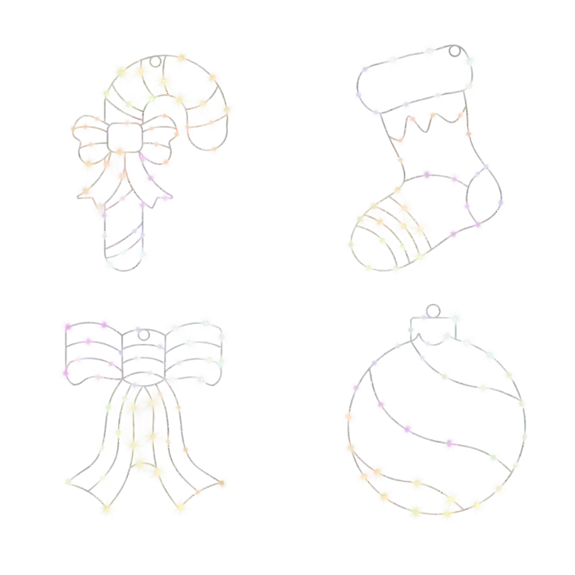 4Pcs Smart RGB Window Christmas Silhouette Lights