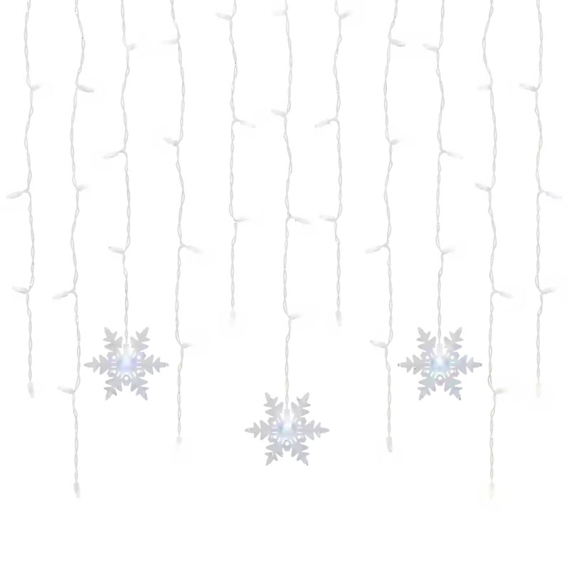 70Ct 5MM Cool White LED Icicle Lights with Snowflake Waterproof