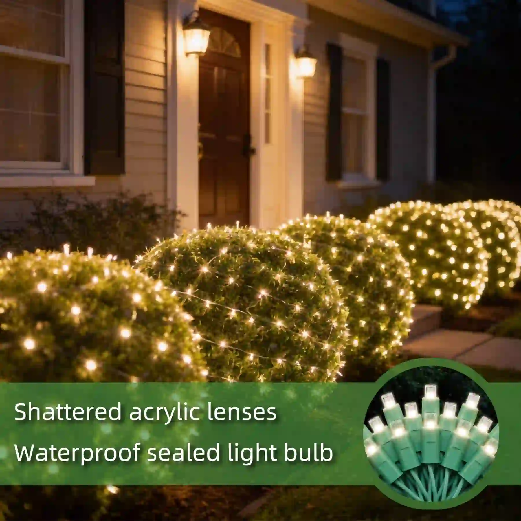 70Ct Soft Glow Warm White 5MM Mini LED Net Lights, 6' x 4' Waterproof