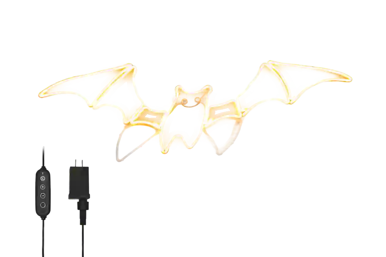 Animated LED Neon Sign for Halloween - Wings Spanning Bat
