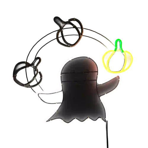 Animated Light for Halloween - Ghost Throwing a Pumpkin
