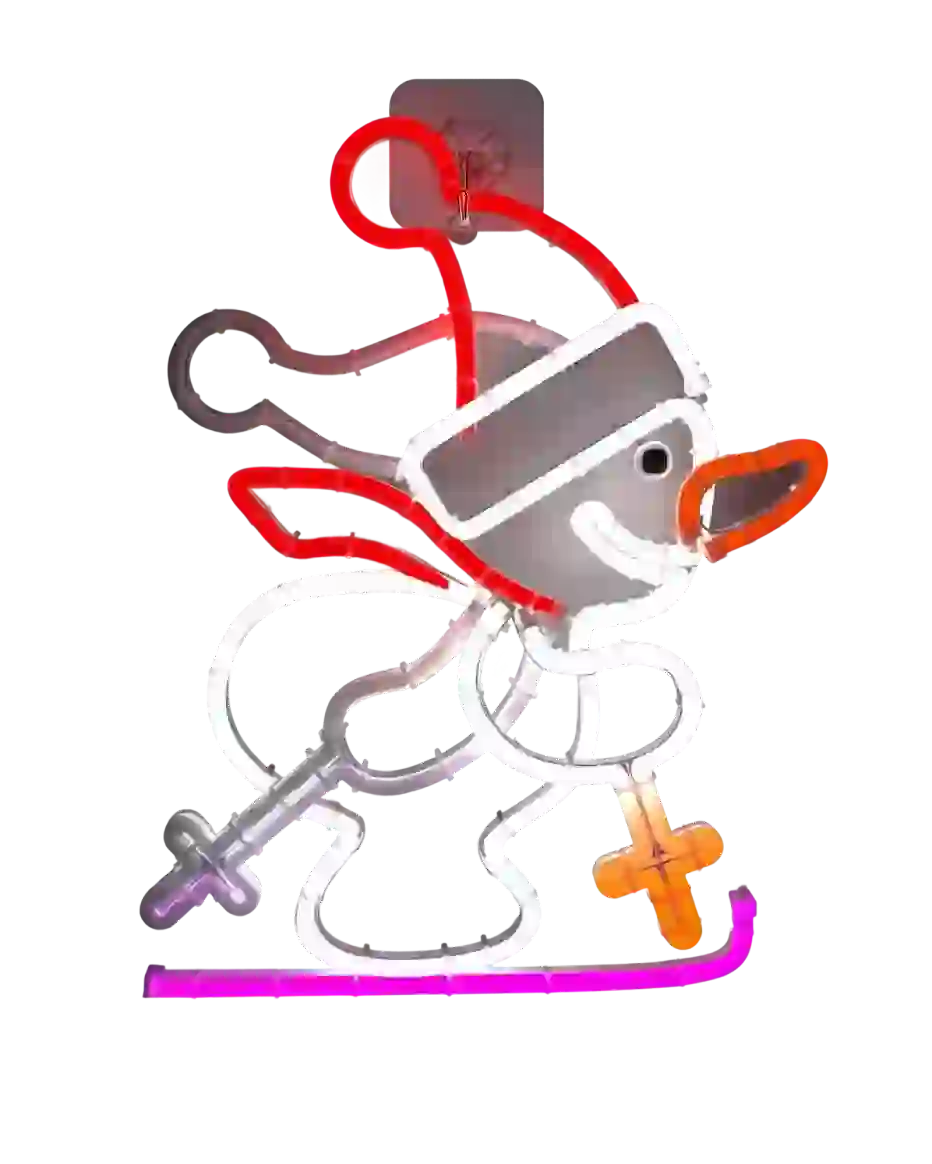 Christmas Animated LED Neon Signs - Skiing Snowman