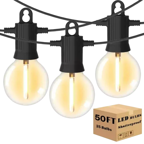 G40 LED Patio String Lights for Backyard Garden Decor