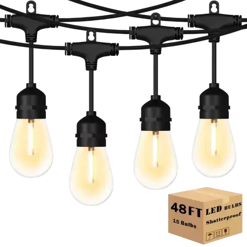 S14 LED Patio String Lights for Outdoor Backyard Decor