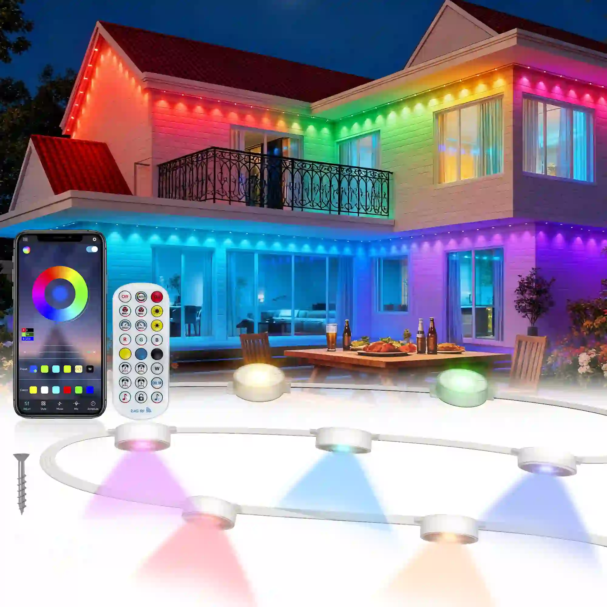 Smart RGB LED Permanent Outdoor String Lights