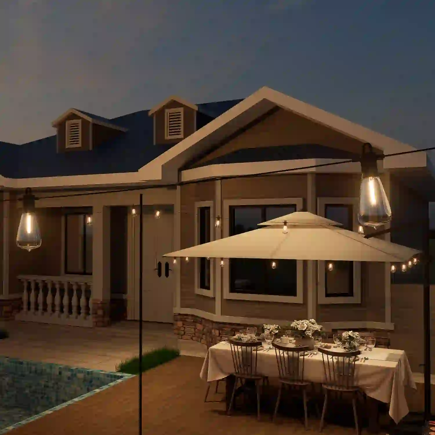 ST38 LED String Patio Lights for Backyard Party Lighting Function